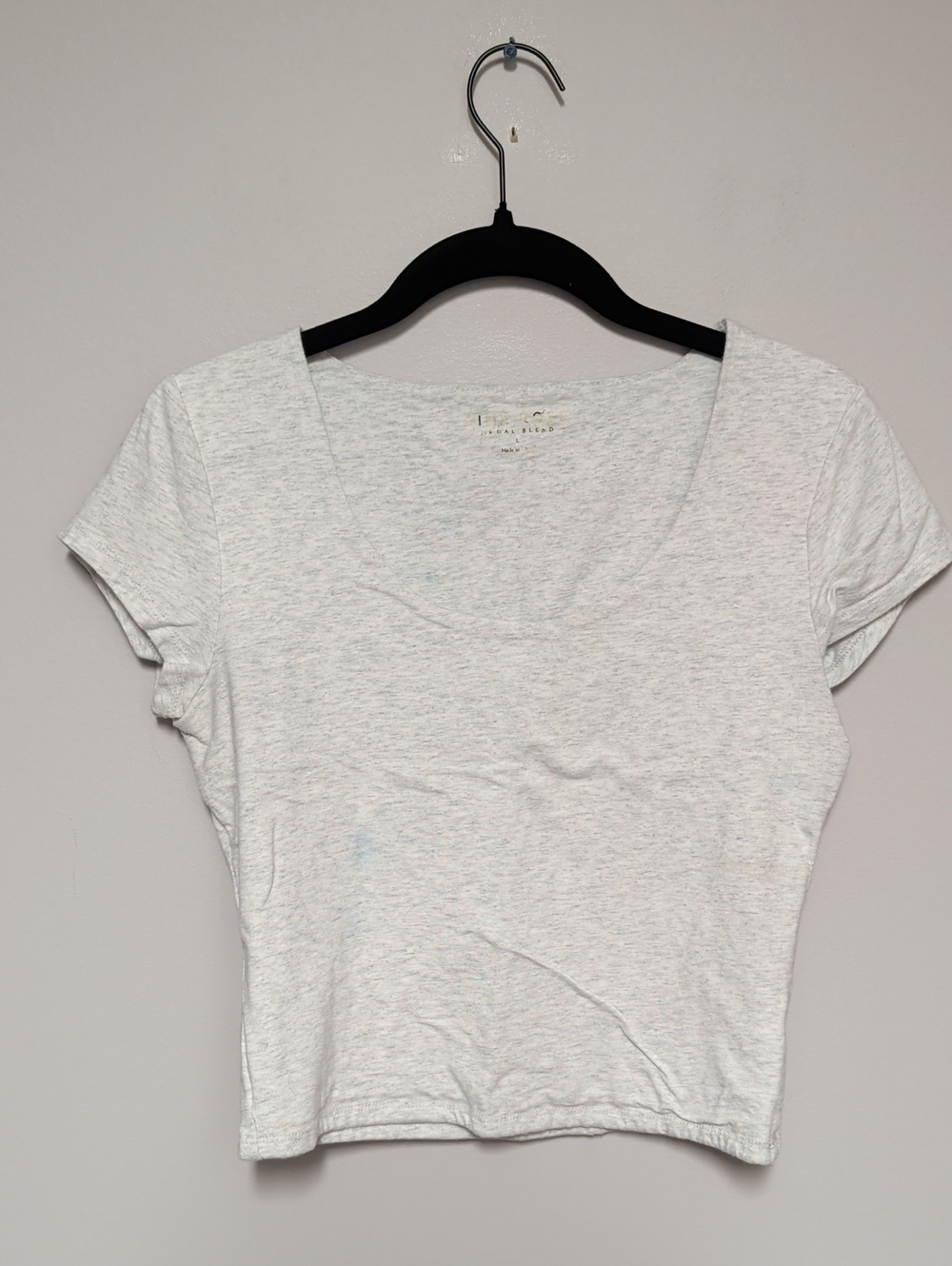 Pink Rose White Heather Scoop Neck Short Sleeve Tee